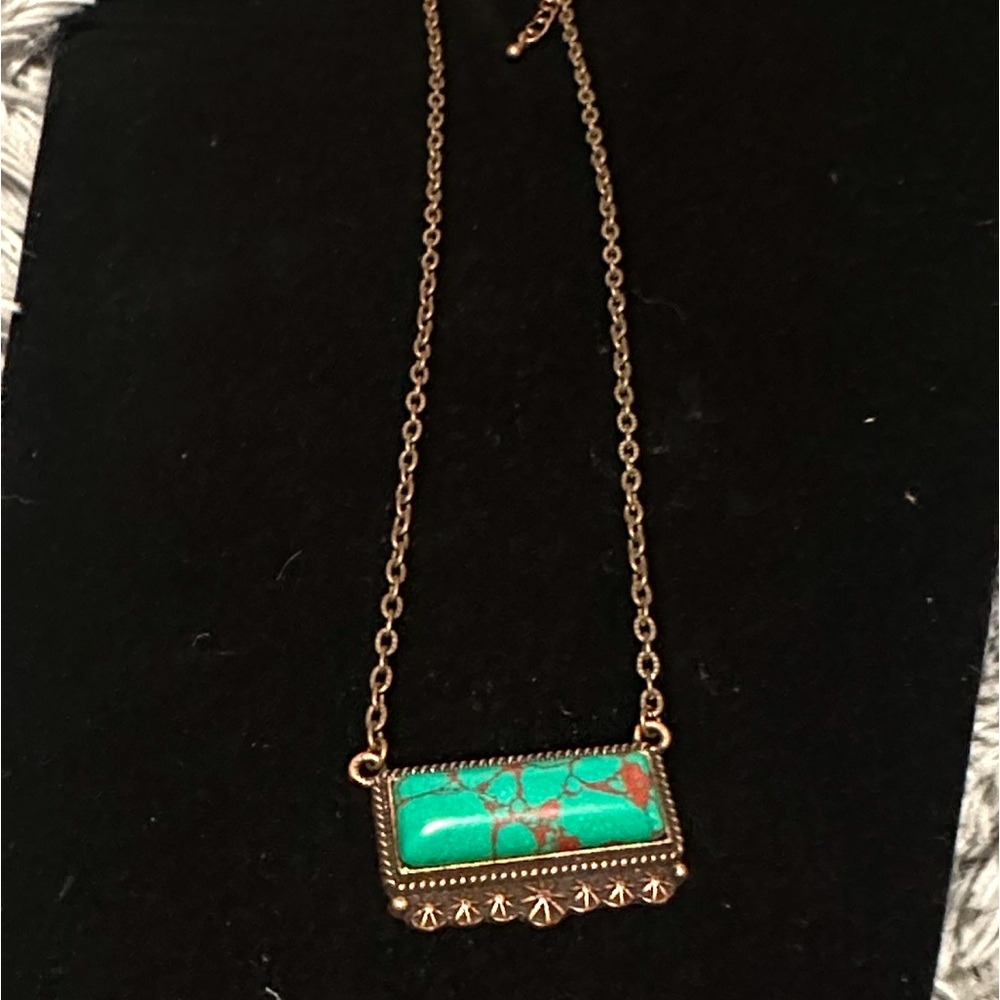 Faux Turquoise set in Bronze